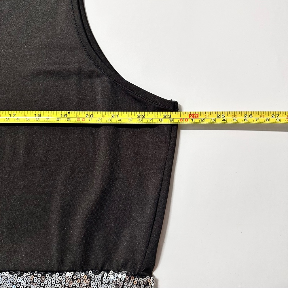 Rose gal Silver Sequins Dress Plus Size 3X / US 20 with Black Overlay, Stretchy - Picture 7 of 13